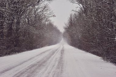güzel kış manzara yolu ile