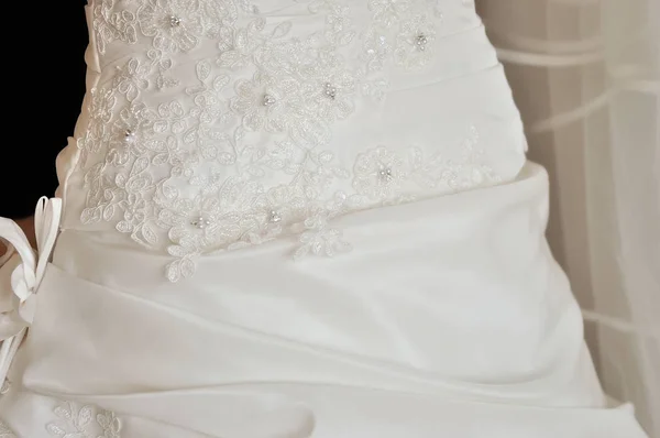 Pizzo bianco abito da sposa — Foto Stock