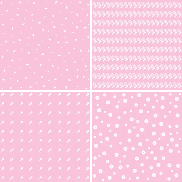 花の異なるベクトルのシームレスなパターン ピンクと白のみすぼらしい色 — ストックベクタ