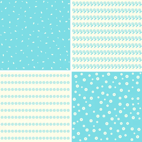 Blue Flower Patterns Abstract Floral Vector Backgrounds — Stock Vector