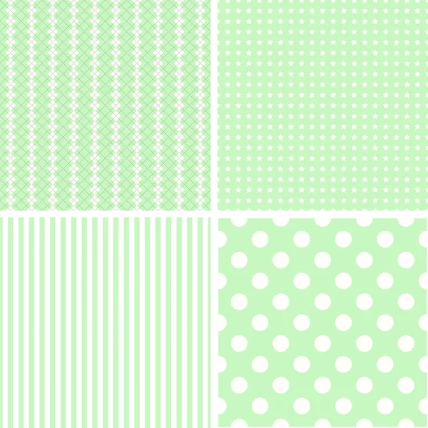 4 different geometric green patterns. — Stock Vector