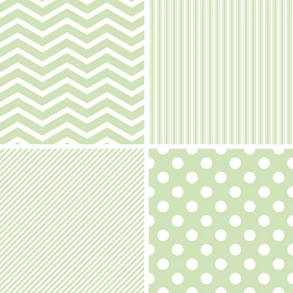 4 verschiedene geometrische grüne Muster. — Stockvektor
