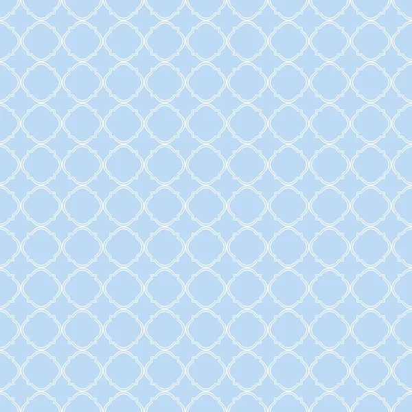 Blue quatrefoil lattice pattern. — Stock Vector