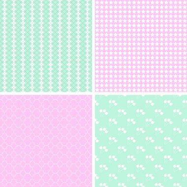 4 sevimli farklı vektör Dikişsiz desen.