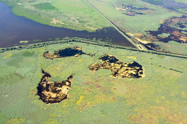 Vista aérea del Delta del Danubio sobre la naturaleza única — Foto de Stock