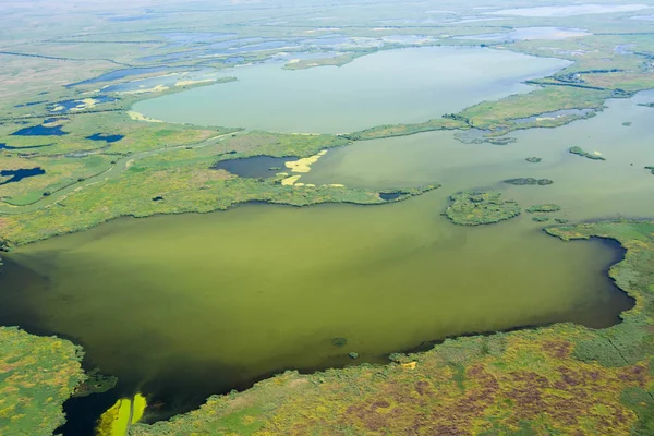 Vista aérea del Delta del Danubio sobre la naturaleza única — Foto de Stock