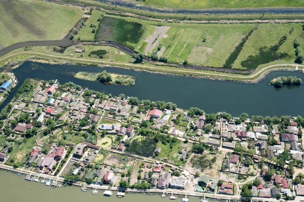Letecký pohled nad Mila23 vesnice (23 mil), v deltě Dunaje — Stock fotografie