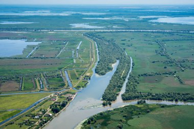 Mila23 üzerinde havadan görünümü (mil 23) köyde Tuna Deltası
