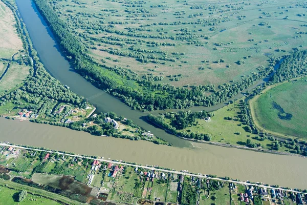 Luftaufnahme über Crisan Village, im Donaudelta — Stockfoto