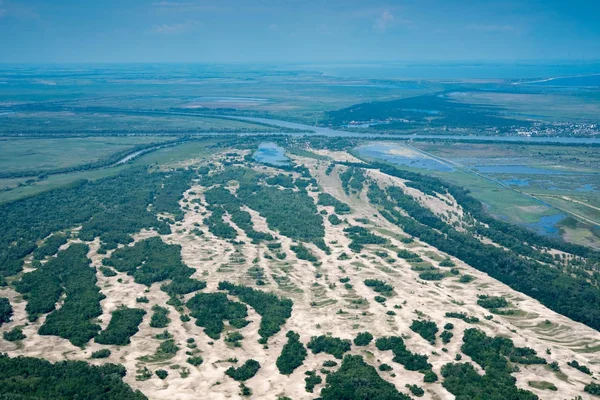 Havadan görünümü üzerinde Letea orman Danube Delta, Romanya — Stok fotoğraf