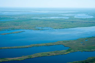 Benzersiz doğaya Danube Delta havadan görünümü