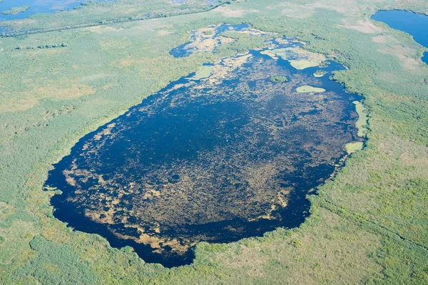 Vista aérea del Delta del Danubio sobre la naturaleza única — Foto de Stock