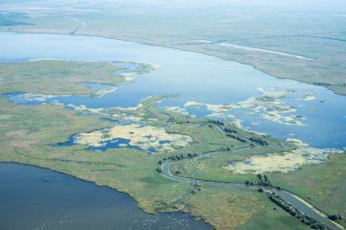 Benzersiz doğaya Danube Delta havadan görünümü