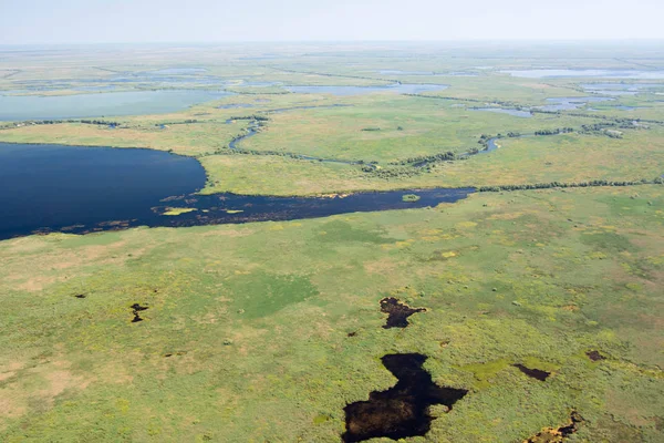 Benzersiz doğaya Danube Delta havadan görünümü — Stok fotoğraf