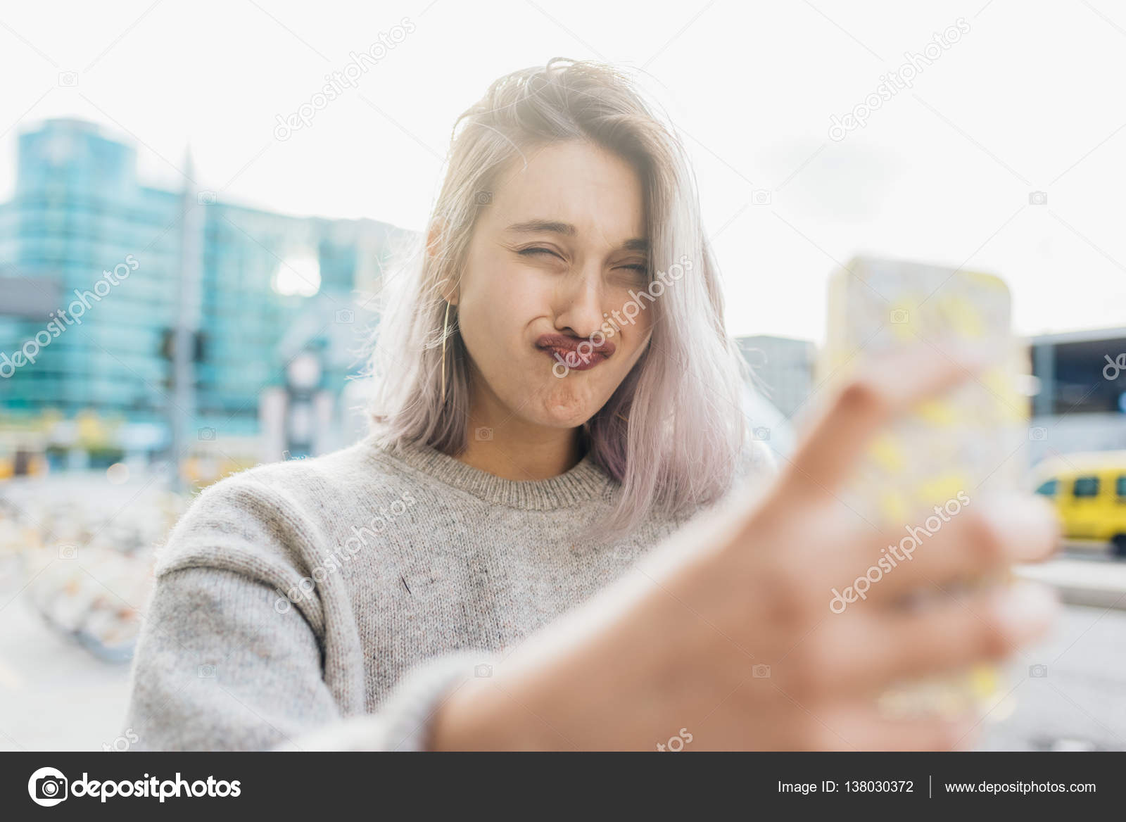 Grey Hair Woman Taking Selfie Stock Photo C Peus 138030372
