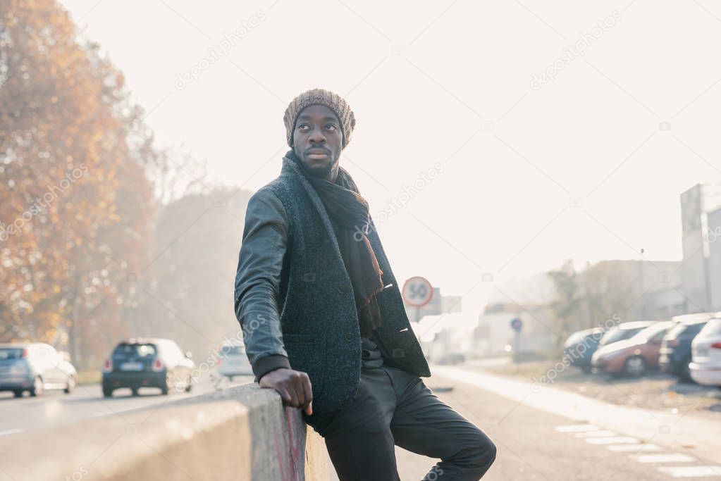 afro black man outdoor in city 