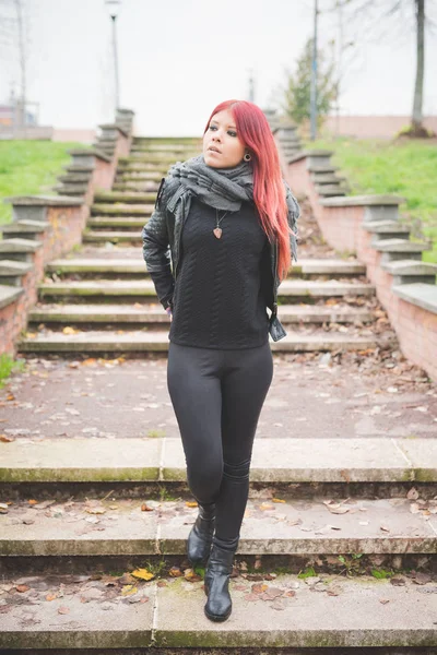 Woman venezuelan walking outdoor in city — Stock Photo, Image