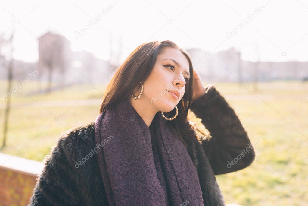 portrait young beautiful woman looking away contemplating 