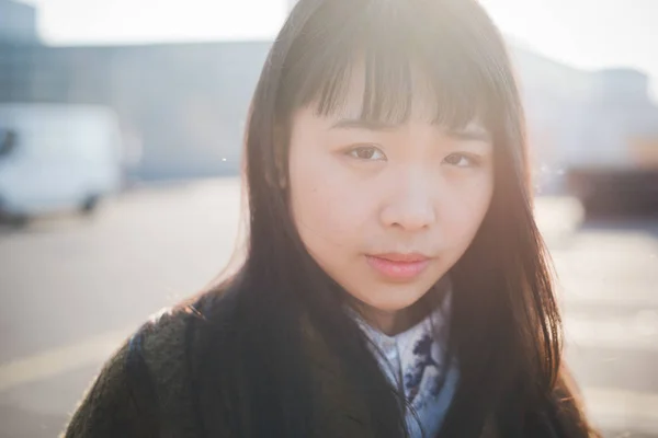 Portrait Young Serious Asian Woman — Stock Photo, Image