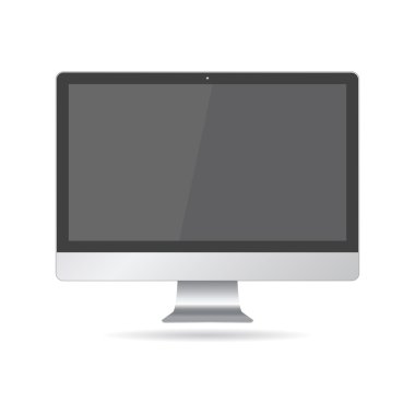 Modern, gerçekçi bilgisayar monitörleri, üzerinde beyaz adam izole