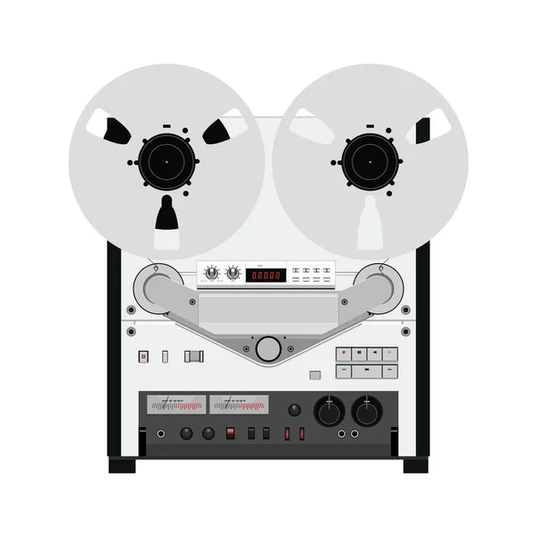 Vintage reel to reel tape recorder dek. Retro technologieën. VEC — Stockvector