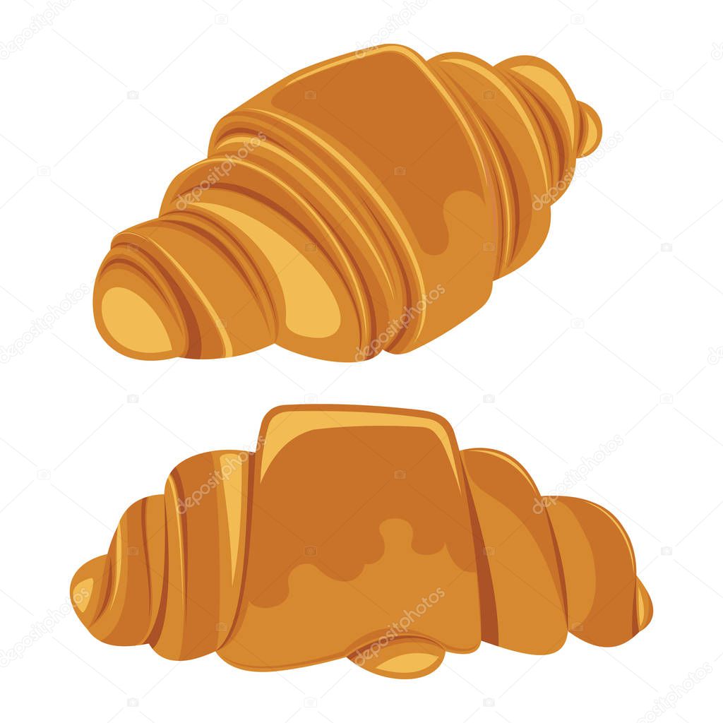 Set of croissants isolated on a white background. Vector illustr