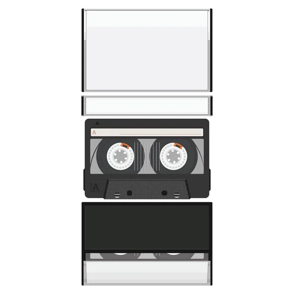 Lege cassette tape vak ontwerp mockup. Retro audiomuziek cassett — Stockvector