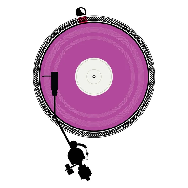 Lecteur Vinyle Lecteur Disques Disque Vinyle Illustration Vectorielle Concept Disque — Image vectorielle