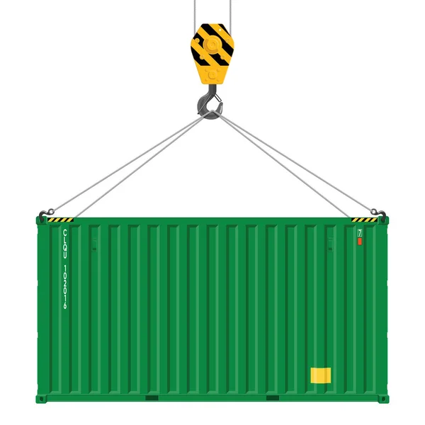 Elevatori Gru Con Container Carico Gancio Gru Industriale Contenitore Trasporto — Vettoriale Stock