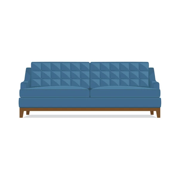 Canapé Bleu Sur Fond Blanc Isoler Symbole Une Maison Confortable — Image vectorielle