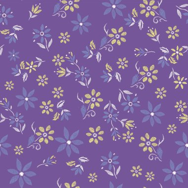 Çiçek deseninin vektör renkli çizimi.