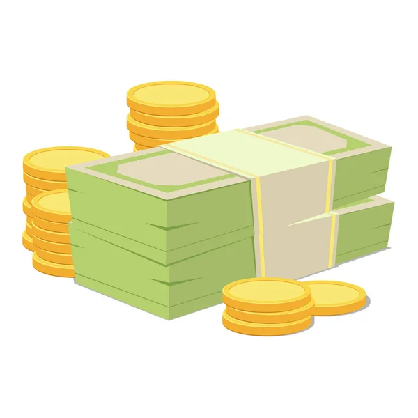 Money and gold coins — Stock Vector