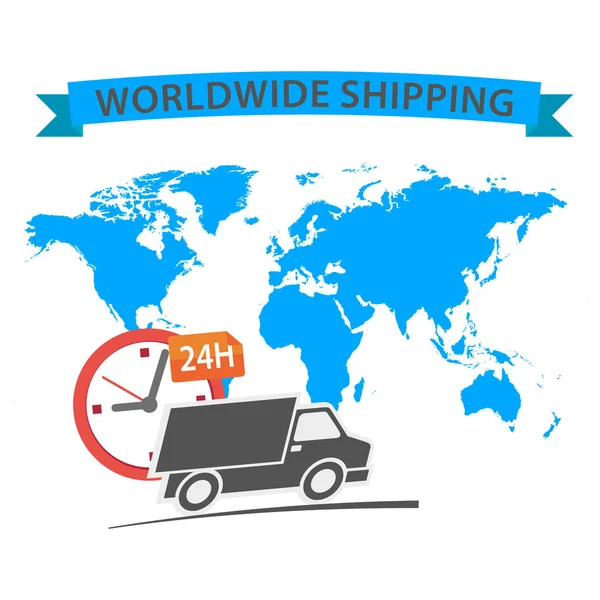 Worldwide Delivery truck 24h — Stock Vector