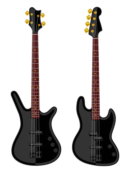 Modern electric bass guitars — Stock Vector