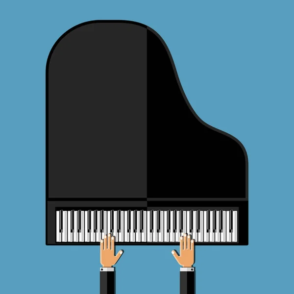 Händerna spela grand piano. Platt design — Stock vektor