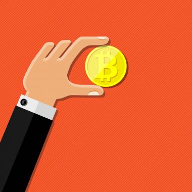 İnsan eli holding bitcoin. Düz tasarım