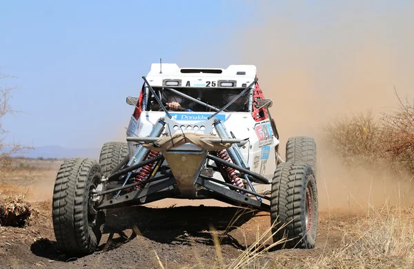 Vooraanzicht close-up van Racing wit Bat rally auto — Stockfoto