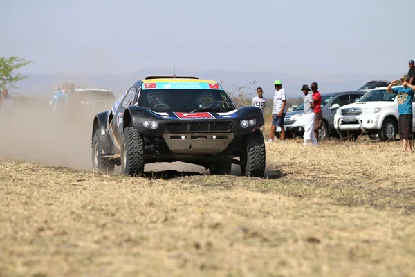 Speeding black CR-2 rally car front view — Stock Photo, Image