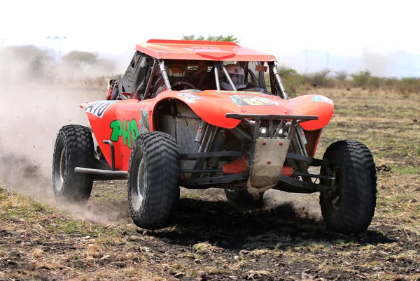 Front view close-up of Racing Orange Bat rally car — Stock Photo, Image