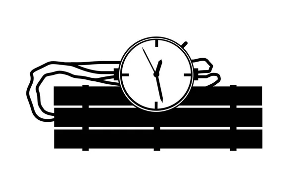 Black and White Fandle Stick Bomb Illustration with Clock Timer — стоковое фото