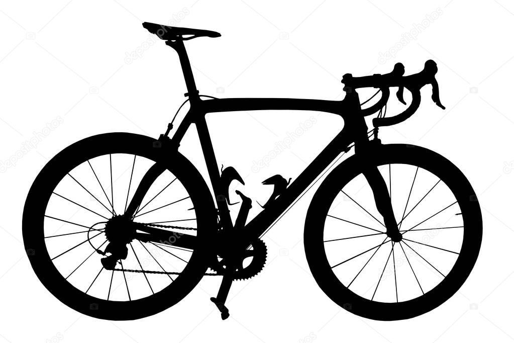 Professional Road Racing Bicycle Silhouette Isolation