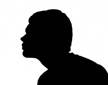Yan profil portre siluet genç çocuk öne eğilerek 
