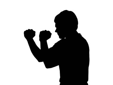 Yan profil portre siluet agresif bo genç çocuk