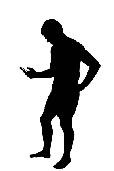 Profilo laterale a figura intera silhouette ritratto di testo ragazzo adolescente — Vettoriale Stock