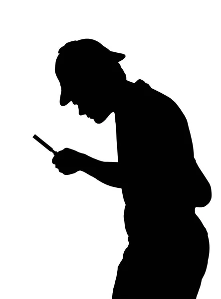 Silhouette d'un adolescent enquêtant avec une loupe — Image vectorielle