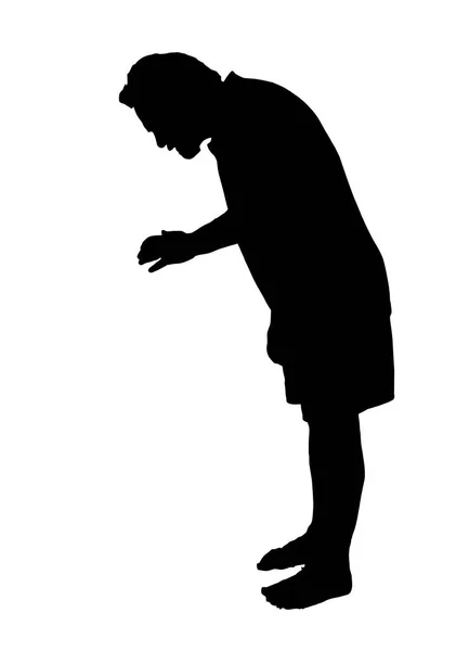 Volledige lengte kant profiel portret silhouet van een man op zoek doen — Stockvector
