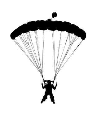 Sky diver açık paraşüt ile silüeti açık profil