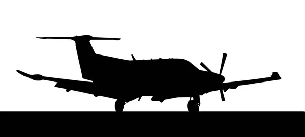 Side profile of a Pilatus-PC12 single prop aircraft — Stock Vector