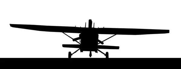 Front profile silhouette of landing X328 Atlas Angel Turbine sky — Stock Vector