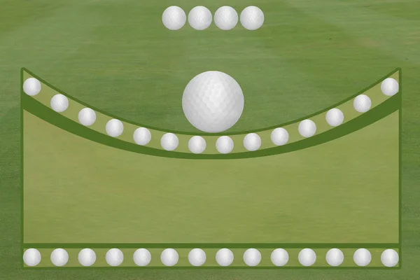 4 Ball Golf Fairway zielony Golf Balls otworzyć szablon obszaru tekstu — Zdjęcie stockowe